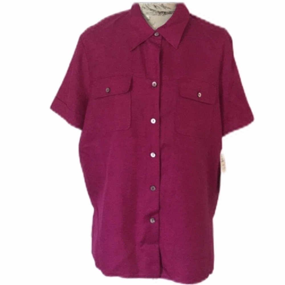 NWT Real Clothes Saks Silk Button Blouse XL